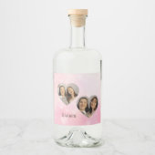 Personalized Sisters Heart-Shaped Photo Label Likeurfles Etiket (Voorkant)