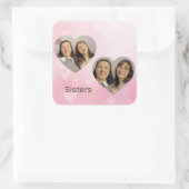 Personalized Sisters Heart-Shaped Photo Sticker (Tas)