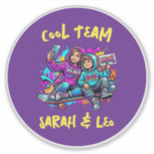 Personalized Skater Mom and Son Graffiti Art Round Sticker (Voorkant)
