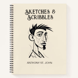 Personalized Sketches and Scribbles Notebook Notitieboek