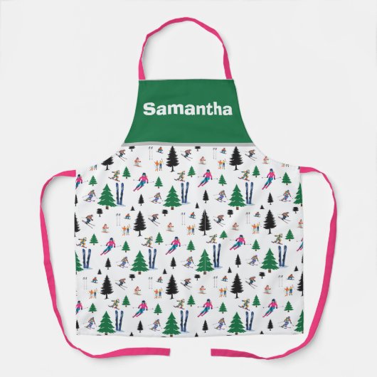 Personalized Ski Inspired Apron Schort (Voorkant)