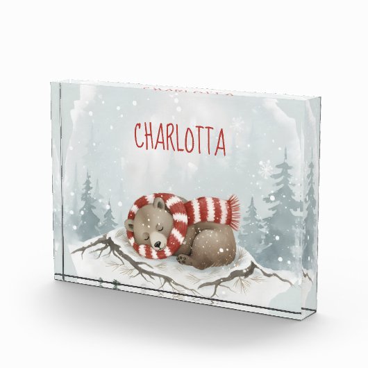 Personalized Sleeping Bear Photo Block, Custom Nam Fotoblokken (Rechts)