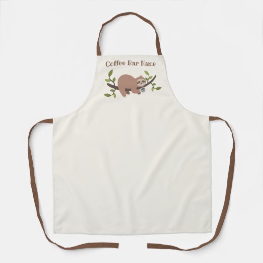 Personalized Sloth Coffee Bar Apron Schort (Voorkant)