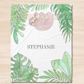 Personalized Sloth Girl Baby Blanket Fleece Deken