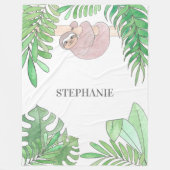 Personalized Sloth Girl Baby Blanket Fleece Deken (Voorkant)
