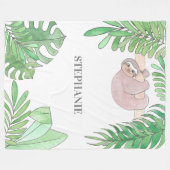 Personalized Sloth Girl Baby Blanket Fleece Deken (Voorkant (Horizontaal))