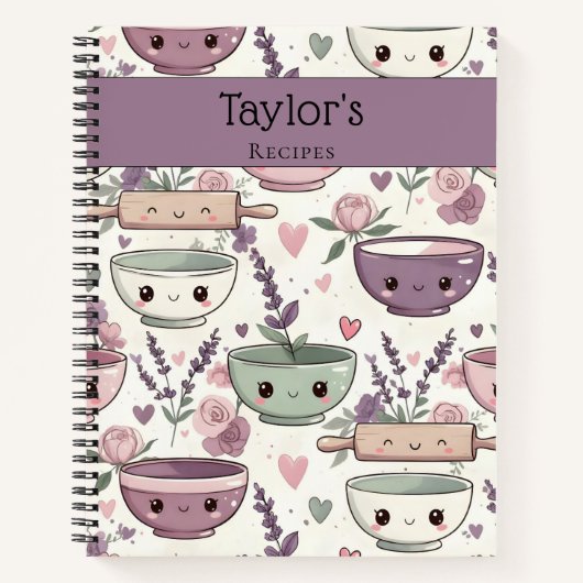 Personalized Smiling Floral Keepsake Recipe  Notitieboek (Voorkant)