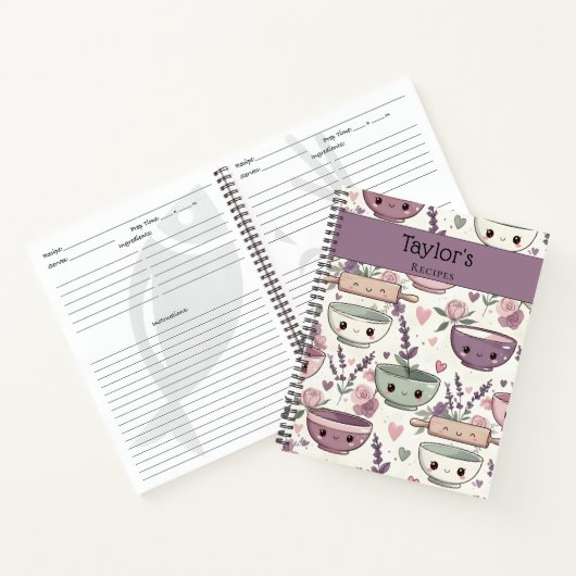 Personalized Smiling Floral Keepsake Recipe  Notitieboek (Binnen)