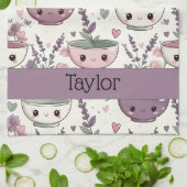 Personalized Smiling Floral Print Theedoek (Gevouwen)