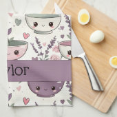 Personalized Smiling Floral Print Theedoek (Quarter Fold)