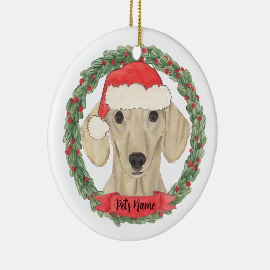 Personalized Smooth Cream Dachshund Keramisch Ornament (Rechts)