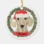 Personalized Smooth Cream Dachshund Keramisch Ornament (Voorkant)