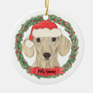 Personalized Smooth Cream Dachshund Keramisch Ornament