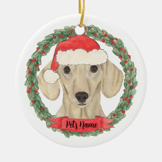 Personalized Smooth Cream Dachshund Keramisch Ornament (Voorkant)
