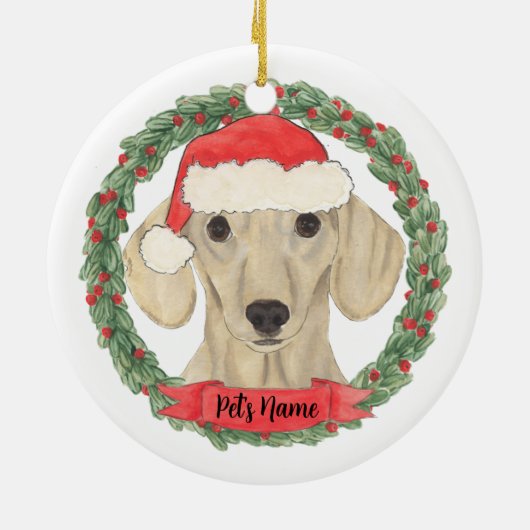 Personalized Smooth Cream Dachshund Keramisch Ornament (Achterkant)