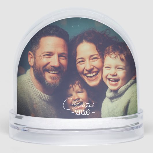 Personalized Snow Globe with Custom Photo and Name Sneeuwbol (Voorkant)
