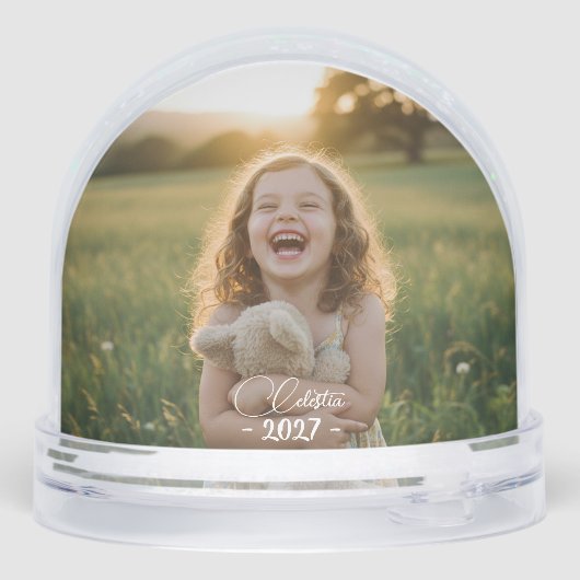 Personalized Snow Globe with Custom Photo and Name Sneeuwbol (Achterkant)