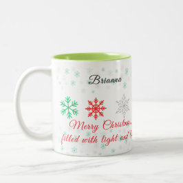 Personalized Snowflake Christmas Tweekleurige Koffiemok