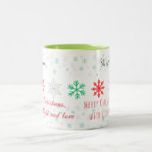 Personalized Snowflake Christmas Tweekleurige Koffiemok (Center)