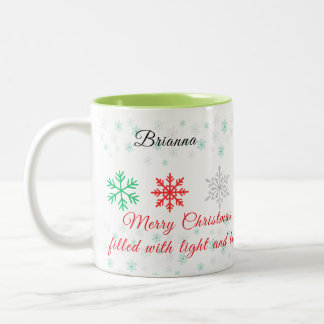 Personalized Snowflake Christmas Tweekleurige Koffiemok