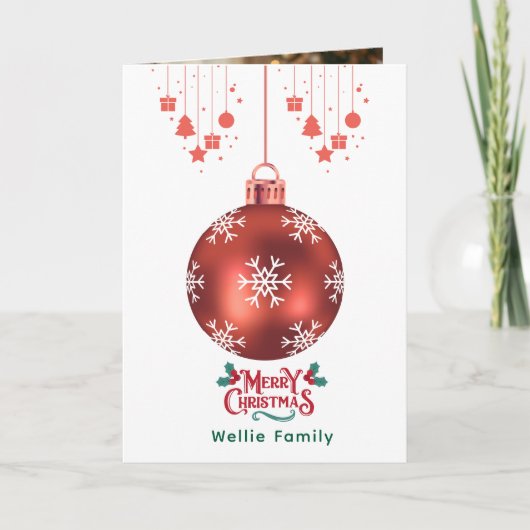 Personalized Snowflake Ornament Christmas Card Kaart (Voorkant)