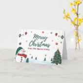 Personalized Snowman Christmas Card Family  Kaart (Gele Bloem)