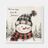 Personalized Snowman Christmas with Family Name Magneet (Voorkant)