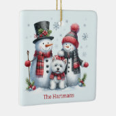 Personalized Snowman Couple with Westie Ornament (Rechts)