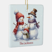 Personalized Snowman Family Christmas Ornament (Rechts)