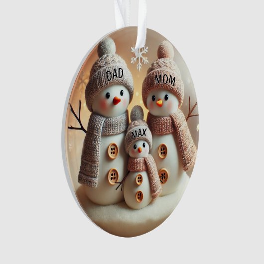 Personalized Snowman Family Ornament (voorkant)