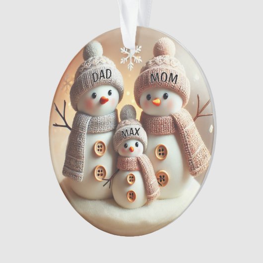 Personalized Snowman Family Ornament (voorkant)
