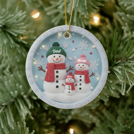 Personalized Snowman Family Ornament (Boom)