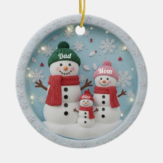 Personalized Snowman Family Ornament (Voorkant)
