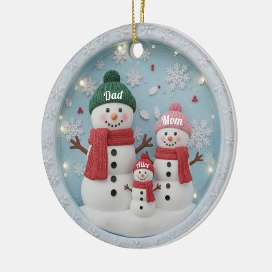 Personalized Snowman Family Ornament (Links)