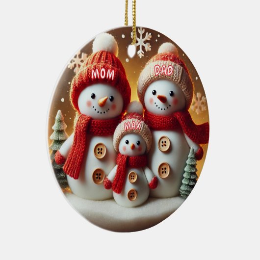Personalized Snowman Family Ornament (Rechts)