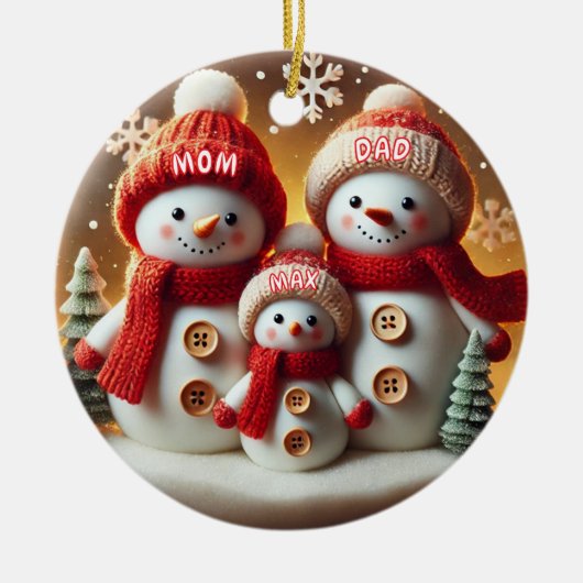 Personalized Snowman Family Ornament (Voorkant)