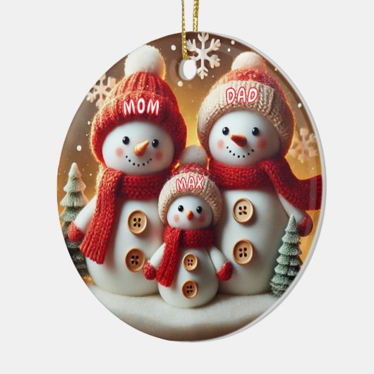 Personalized Snowman Family Ornament (Links)