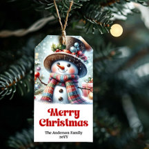 Personalized Snowman Kids Gift Tag Custom Xmas