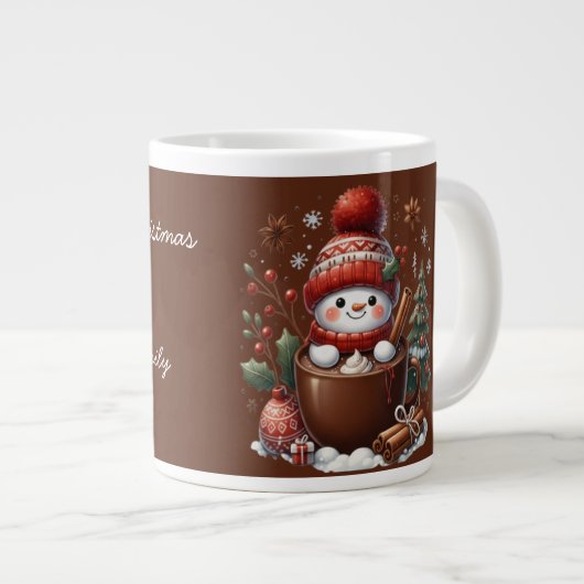 Personalized Snowman Mug - Custom Name Gift Grote Koffiekop (Voorkant rechts)