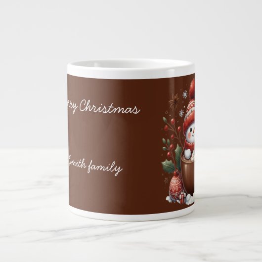 Personalized Snowman Mug - Custom Name Gift Grote Koffiekop (Voorkant)