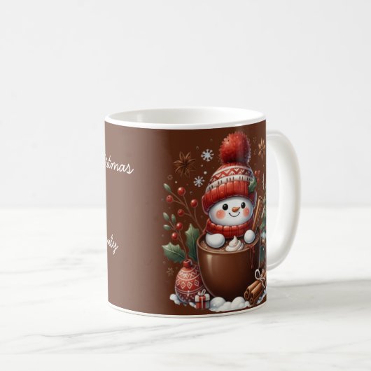 Personalized Snowman Mug - Custom Name Gift Koffiemok (Voorkant rechts)