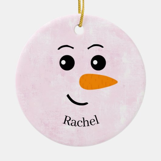 Personalized Snowman Name Keramisch Ornament (Voorkant)