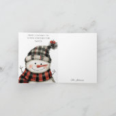 Personalized Snowman Plaid Christmas Family Name  Feestdagen Kaart (Binnen)