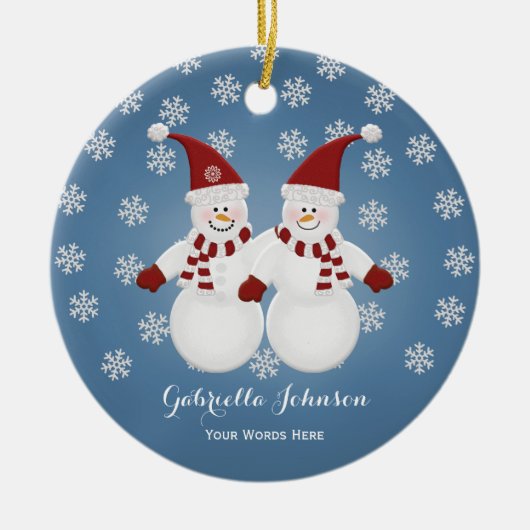 Personalized Snowman Twins Ornament (Voorkant)