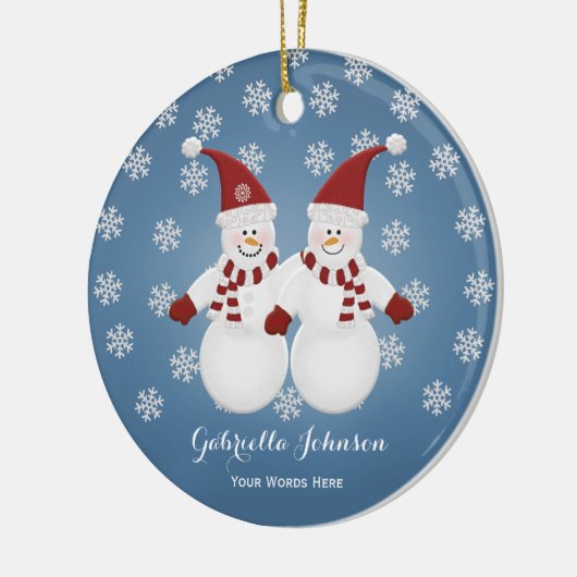 Personalized Snowman Twins Ornament (Links)