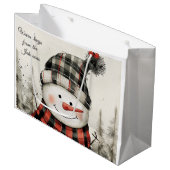 Personalized Snowman Winter Hug Family Name Groot Cadeauzakje (Voorkant Gekanteld)