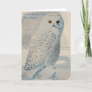 Personalized Snowy Owl Christmas Card Feestdagen Kaart