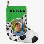 Personalized Soccer Ball Football Boy Photo  Kleine Kerstsok (Voorkant)