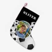 Personalized Soccer Ball Football Boy Photo Kleine Kerstsok (Voorkant (Hangend))