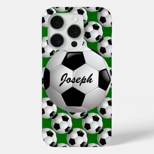 Personalized Soccer Ball on Football Pattern Case-Mate iPhone Case (Achterkant)